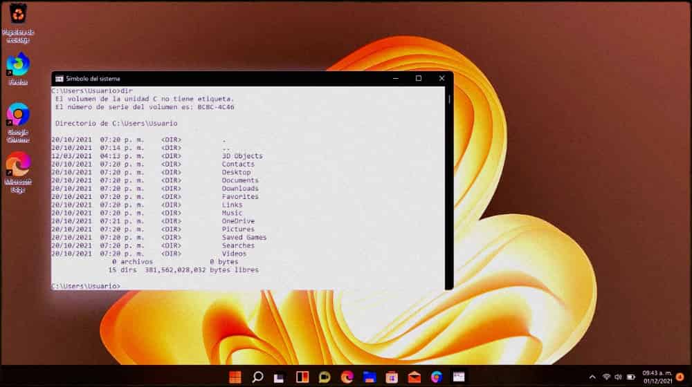 ventana del símbolo del sistema